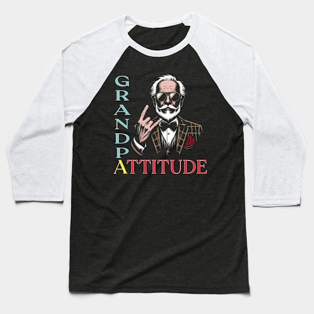 Stylish Grandpa Attitude: Age is Just a Number Baseball T-Shirt by MetalByte